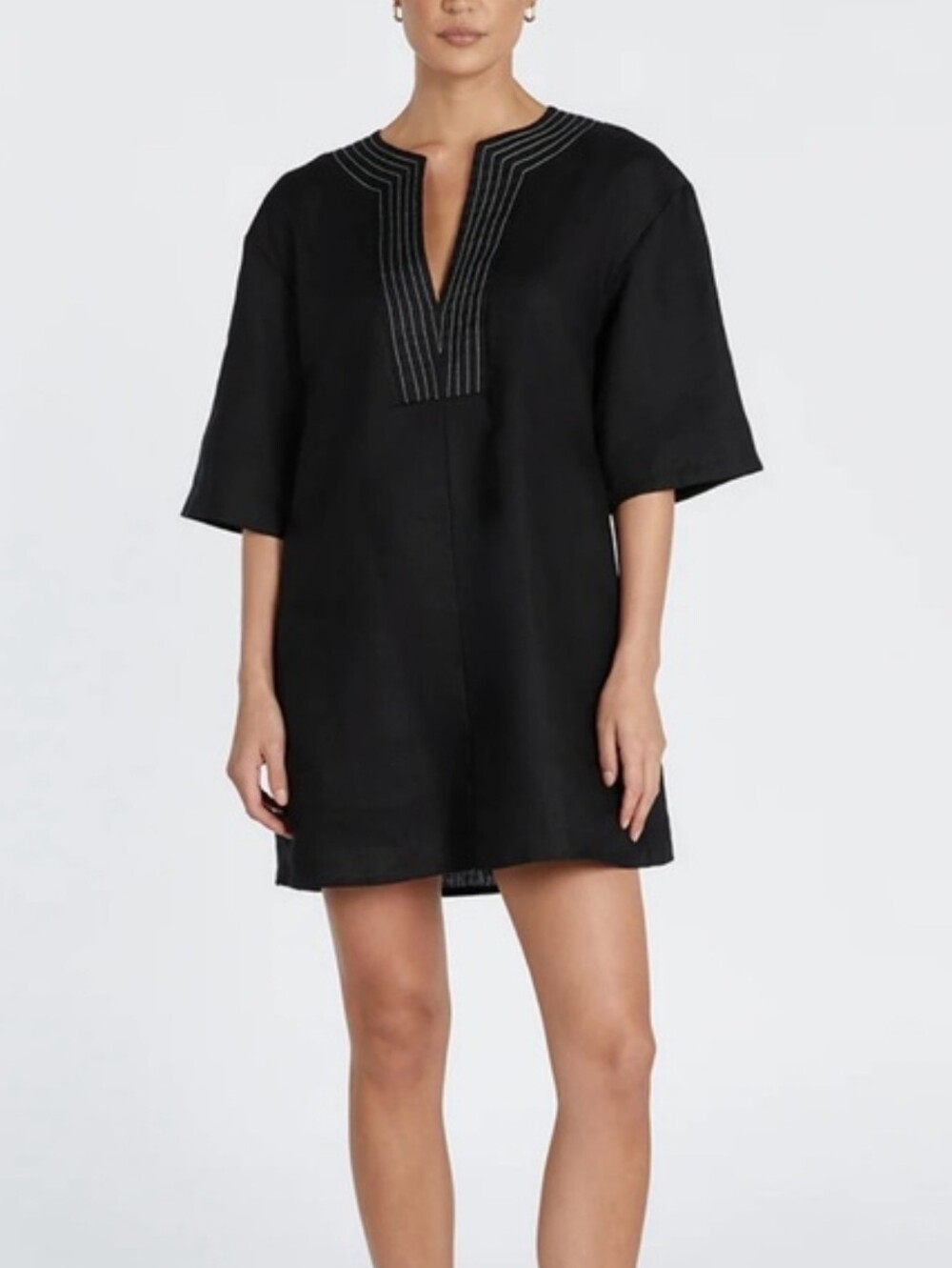 DISSH Nala Linen Tunic Dress Mini Black Size 4
